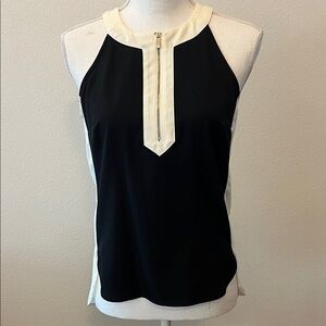 Small Morgan de Toi Black & Cream Zip-Front Halter Camisole